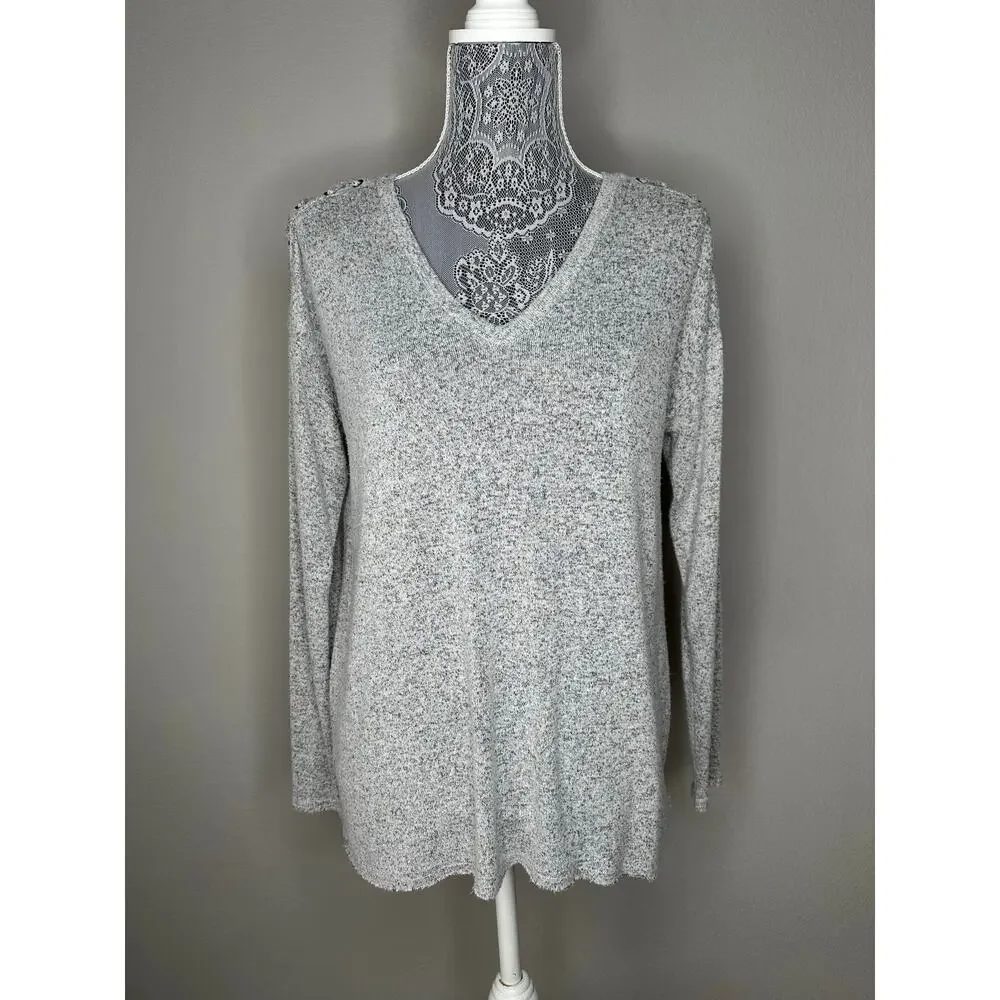 AMERICAN EAGLE Soft and Sexy Plush Lace Up Shoulder V Neck Oversized Pullover XS - Picture 4 of 8